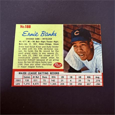 1962 Post Ernie Banks