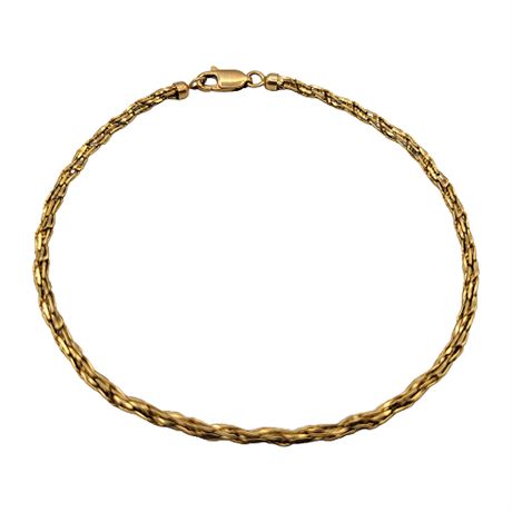 Signed 14K Gold Twisted Rope Chain Bracelet