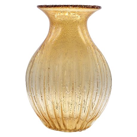 Citrine Seeded Glass Ribbed Vase