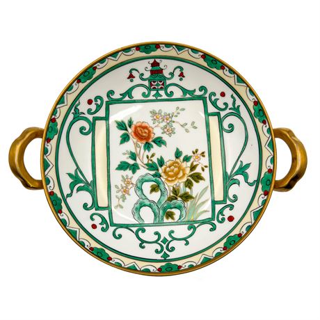 Vintage Hand-Painted Nippon Double-Handled Porcelain Bowl