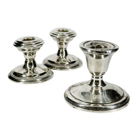 Trio of Weighted Sterling Silver Candlesticks