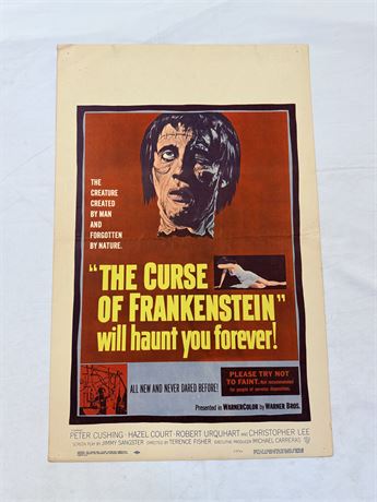 RARE The Curse of Frankenstein Original 14x22 Movie Poster