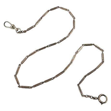 Vtg BIG VAN 10K White Gold Watch Chain