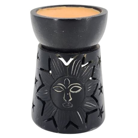 Vintage Black Soapstone Celestial Wax Melt Burner