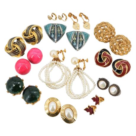 Twelve Pairs Vintage Clip Earrings