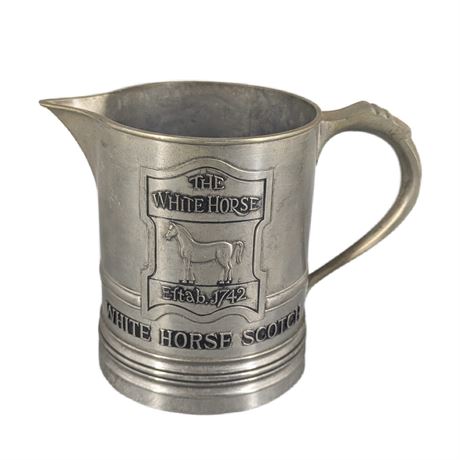 Vintage The White Horse Scotch Metal Tankard Designed Glasgow Scotland