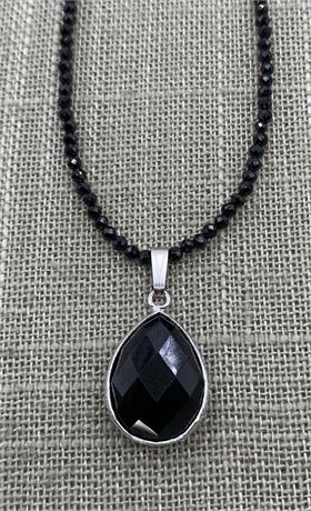 NEW 27 CTW Black Spinel & Sterling Necklace