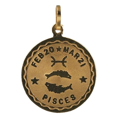 Vintage 14K Gold Pisces Zodiac Pendant