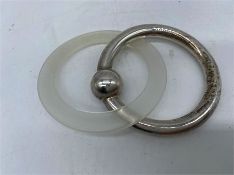 CHILD'S CUP & STERLING TEETHING RING
