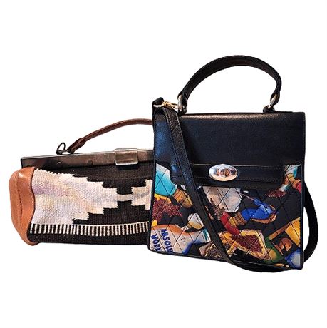 Pair Vintage Handbags Incl. Limited Edition Absolut Vodka by Nicole Miller