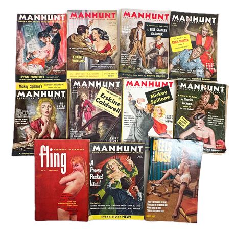 Lot of Vintage 50's & 60's Manhunt Magazines