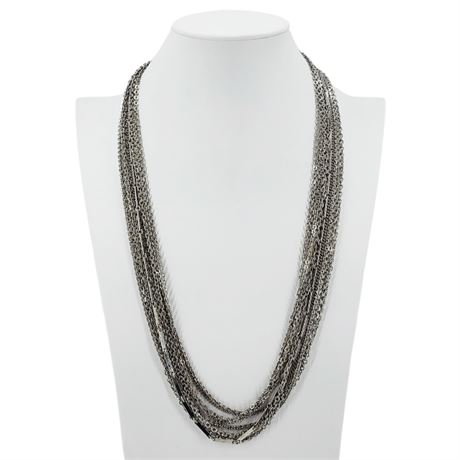 Vintage Silver Tone Multi-Strand Necklace