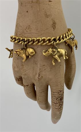 Mid Century era Circus Animal Souvenir Charm Bracelet