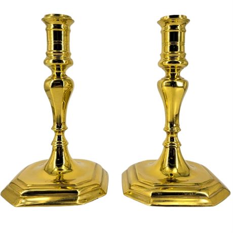 Vintage Pair Virginia Metalcrafters Brass Candlesticks