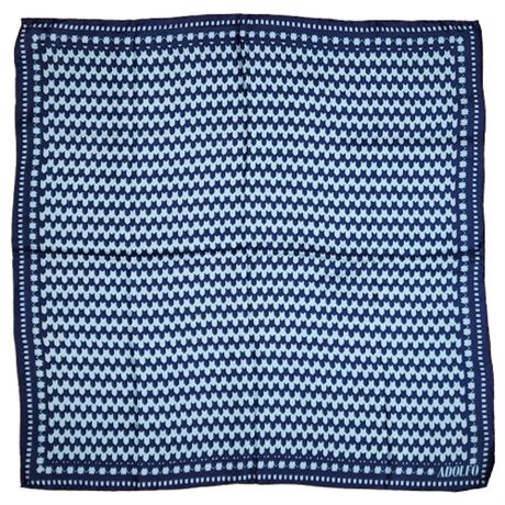 Vintage ADOLFO for Saks Fifth Avenue Blue Houndstooth Silk Scarf