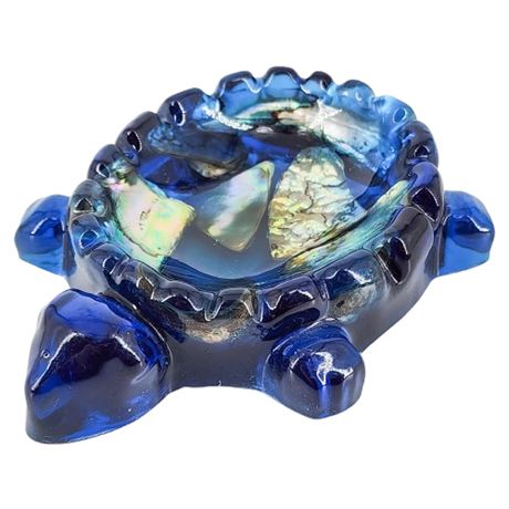 Vintage Plympton's Blue Resin Abalone Shell Turtle Soap/Trinket Dish