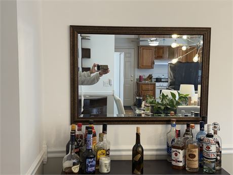 Mirror w/Walnut Finish Frame