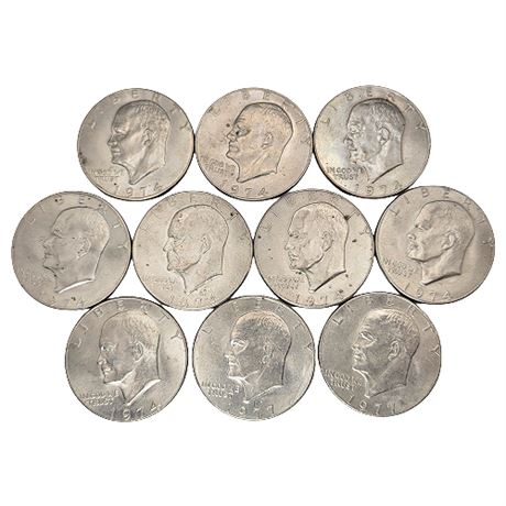 Lot of 10 Eisenhower Clad Dollar Coins