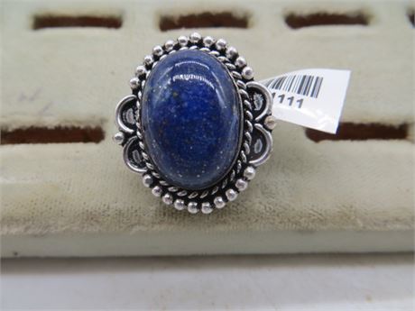 New Lapis German Silver Ring Size 8