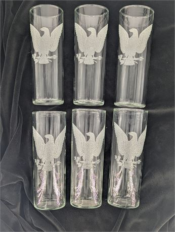 6 Eagle Highball Frosted Glasses West Virginia Glass Specialty