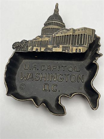 Heavy brass US capital Washington DC ashtray