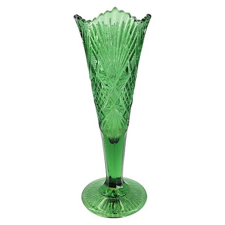 McKee Glass Champion Flower Vase in Emerald Green