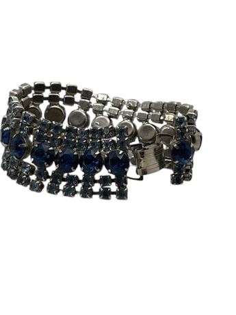 Three layers deep blue and light blue rhinestone Vintage bracelet