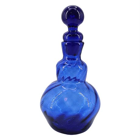 Vintage Mexican Cobalt Blue Glass Perfume Bottle w/ Stopper