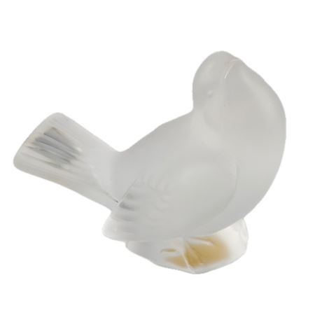 Vintage Lalique Satin Crystal Sparrow Sculpture