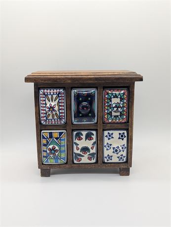 Heavy ceramic 6 drawer spice rack storage