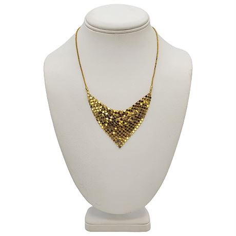 1970s Whiting & Davis Style Liquid Gold Mesh Disco Necklace (1 of 2)