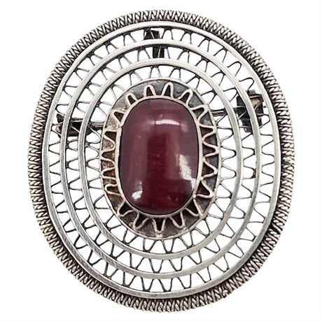 Vtg Sterling Silver Filigree Brooch