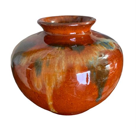 Mid Century Redware 5” Glazed Pottery Vase