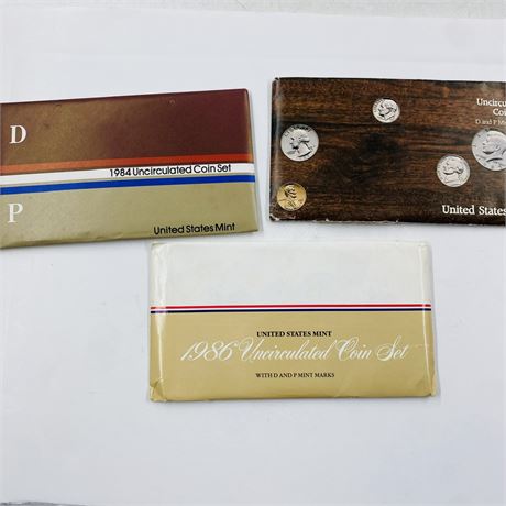 1984, 85, 86  P + D Mint Sets