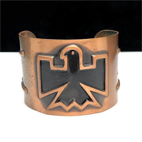 Vintage Wide Bell Trading Southwestern Solid Copper Eagle Motif Cuff Bracelet
