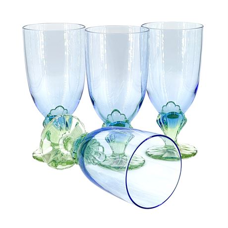 Lot of Four Bormioli Rocco Bahia Bi-Color Italian Cooler Glasses