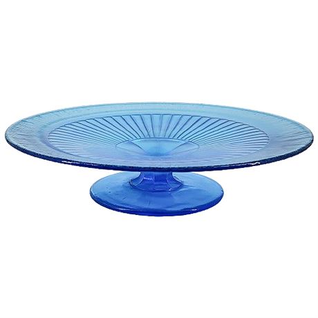 Vintage 20s Fenton "Celeste" Blue Favrille Stretch Footed Tray