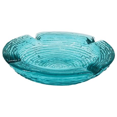 Vintage ANCHOR HOCKING UV Reactive Soreno Aquamarine Glass Ashtray