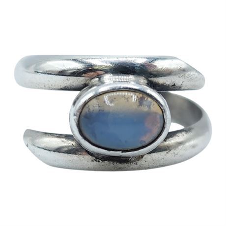Mexico Sterling Silver Moonstone Ring, Sz 8.5