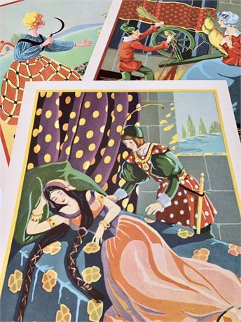 3 Vintage 1930s Children’s Fairytale Book Lithographs