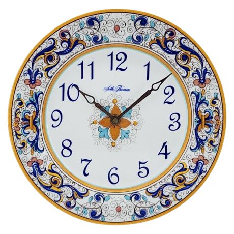 Vintage Seth Thomas Italian Deruta Pottery Wall Clock
