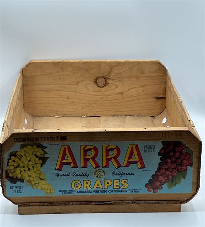 Vintage Grape Wood Crate