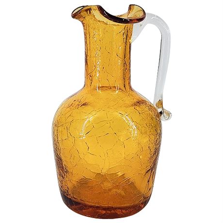 Vintage Pilgrim Amber Crackle Glass Mini Pitcher
