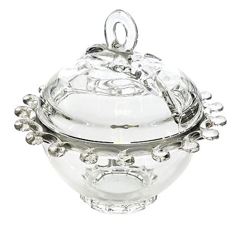 Heisey 'Lariat' UV Reactive Blown Glass Candy Dish & Lid
