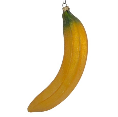 XL 8" Vintage Sugared Glass, Banana Ornament