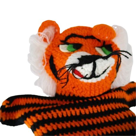 Vintage 1975 DAKIN Hand Knit Tiger Puppet