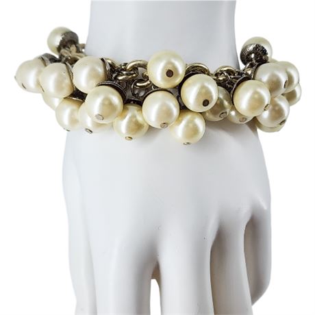 Vintage Chunky Faux Pearl Cha-Cha Bracelet