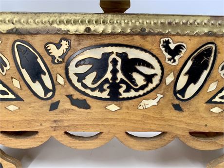 Antique Turkish Inlaid Animal Detail Traveling Shoeshine Stand Kit