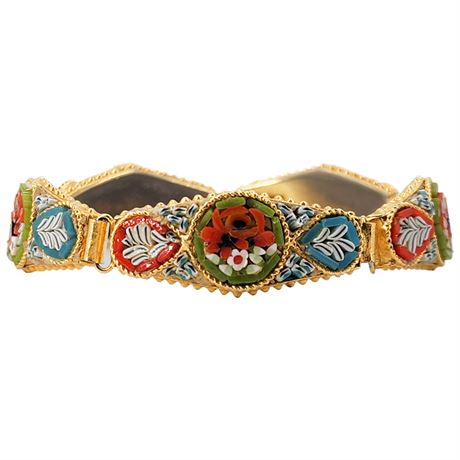 Vintage Italian Micro Mosaic Bracelet, Flawed
