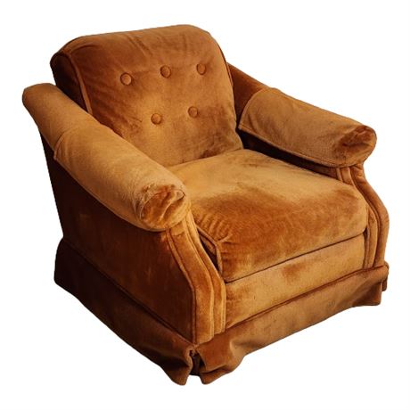 Vintage Burnt Orange Velour Arm Chair
